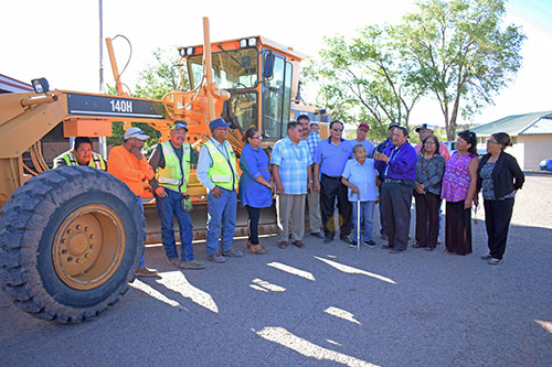 Road construction crew with families